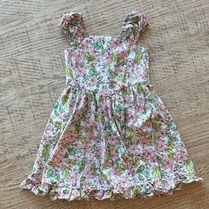 Charming Floral Kids Dress - Pink and Green